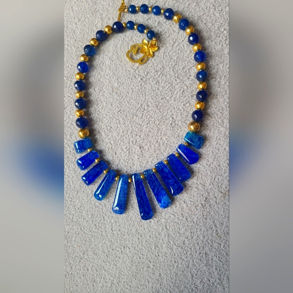 Beautiful Blue and Golden Necklace